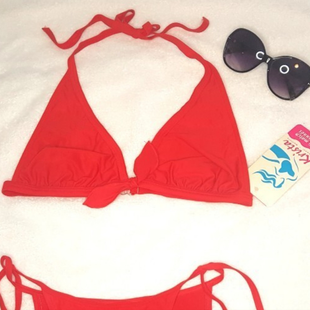 Krista Sexy Red Tie-up halter Bikini top NEW